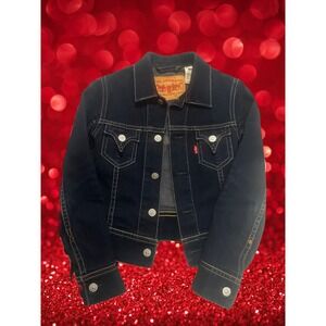 Levi Strauss Co Type 1 Denim‎ Jacket Dark Wash Trucker Style Women XS